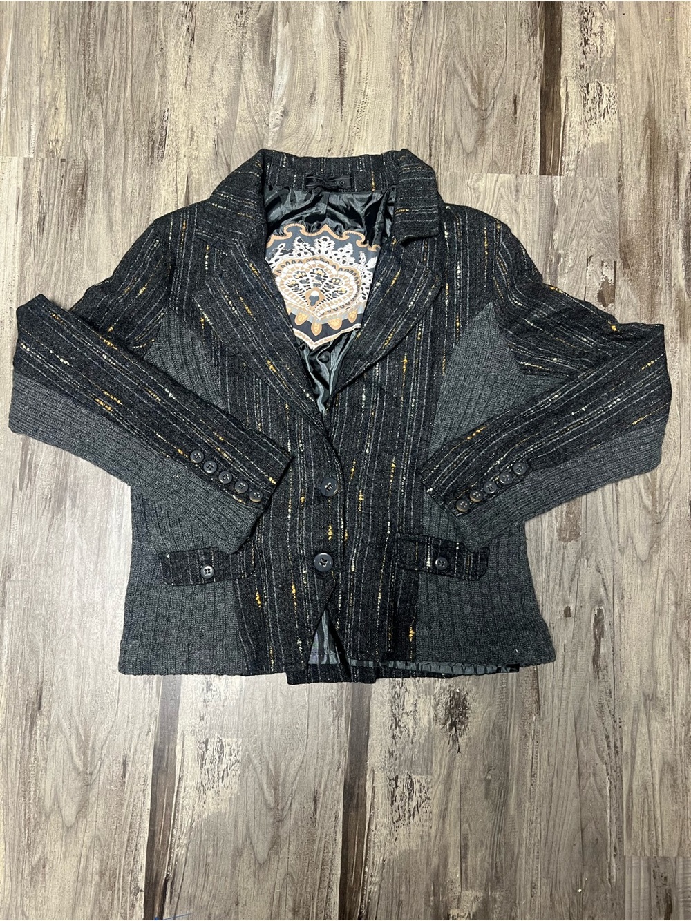 São Paulo Wool Blend Sweater Tweed Blazer Jacket Size 10